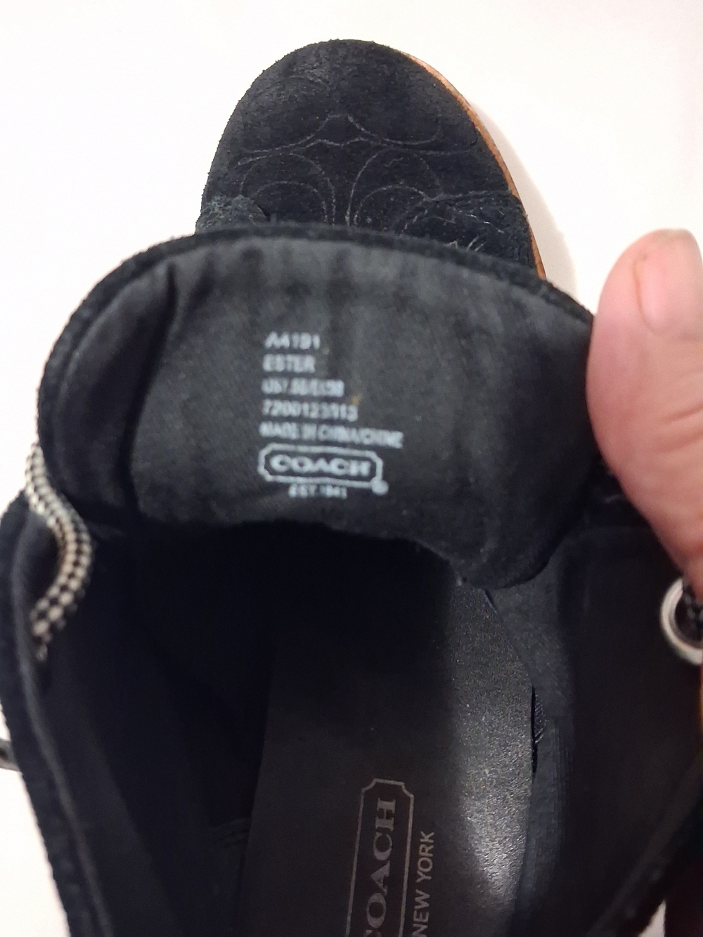 Coach Ester Embossed Black Suede Booties Womens Size 7.5 - Picture 8 of 9